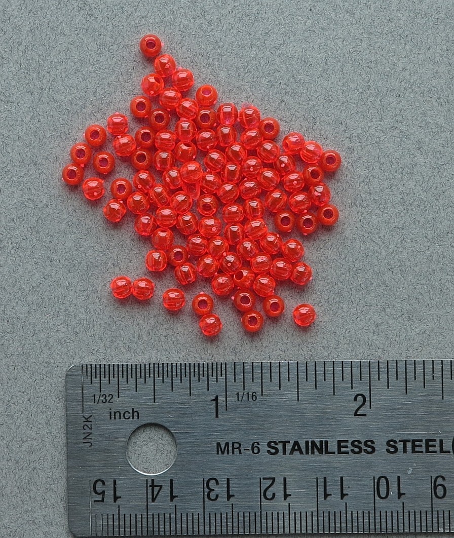 4mm 200 Count Round Fluorescent RED Beads USA Fishing Tackle Free Shipping
