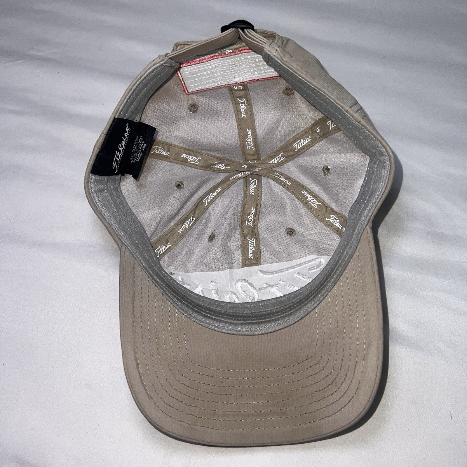 Titleist Footjoy FJ Pro V1 Hat Cap Adjustable Strap Beige Khaki Embroidered Golf
