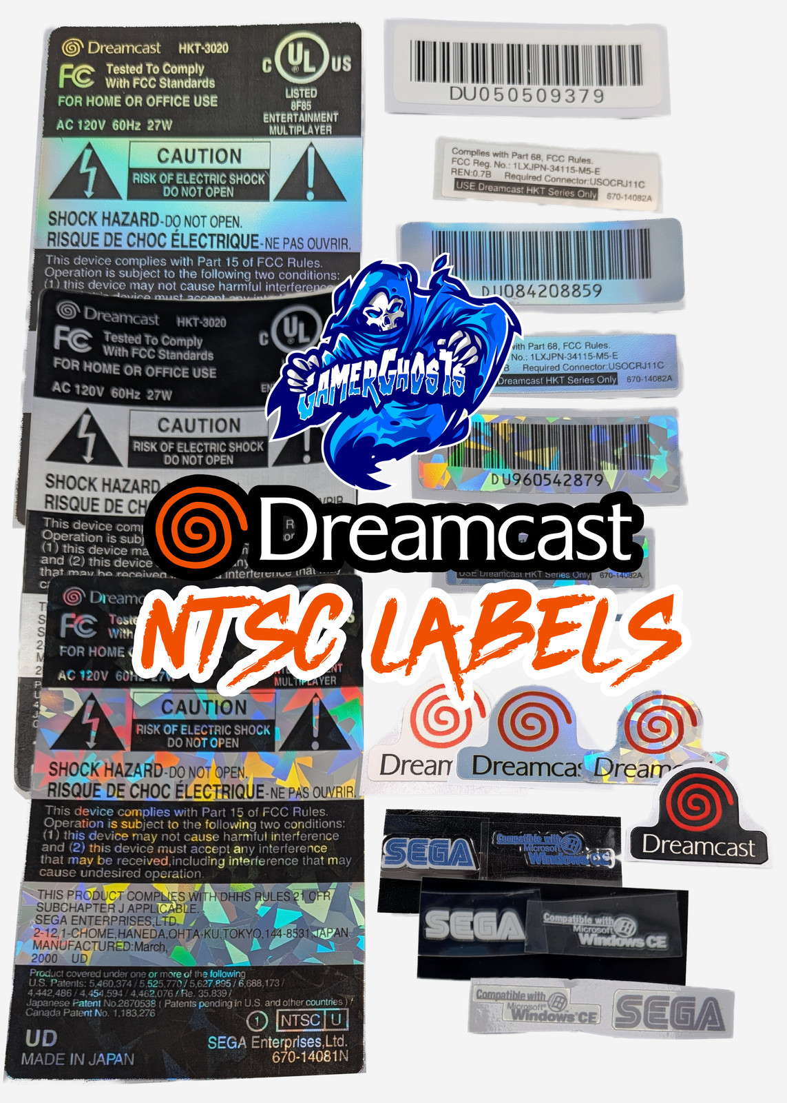 Sega Dreamcast Replacement Label / Decal Set - USA / CAN NTSC - VA0 / VA1 / VA2