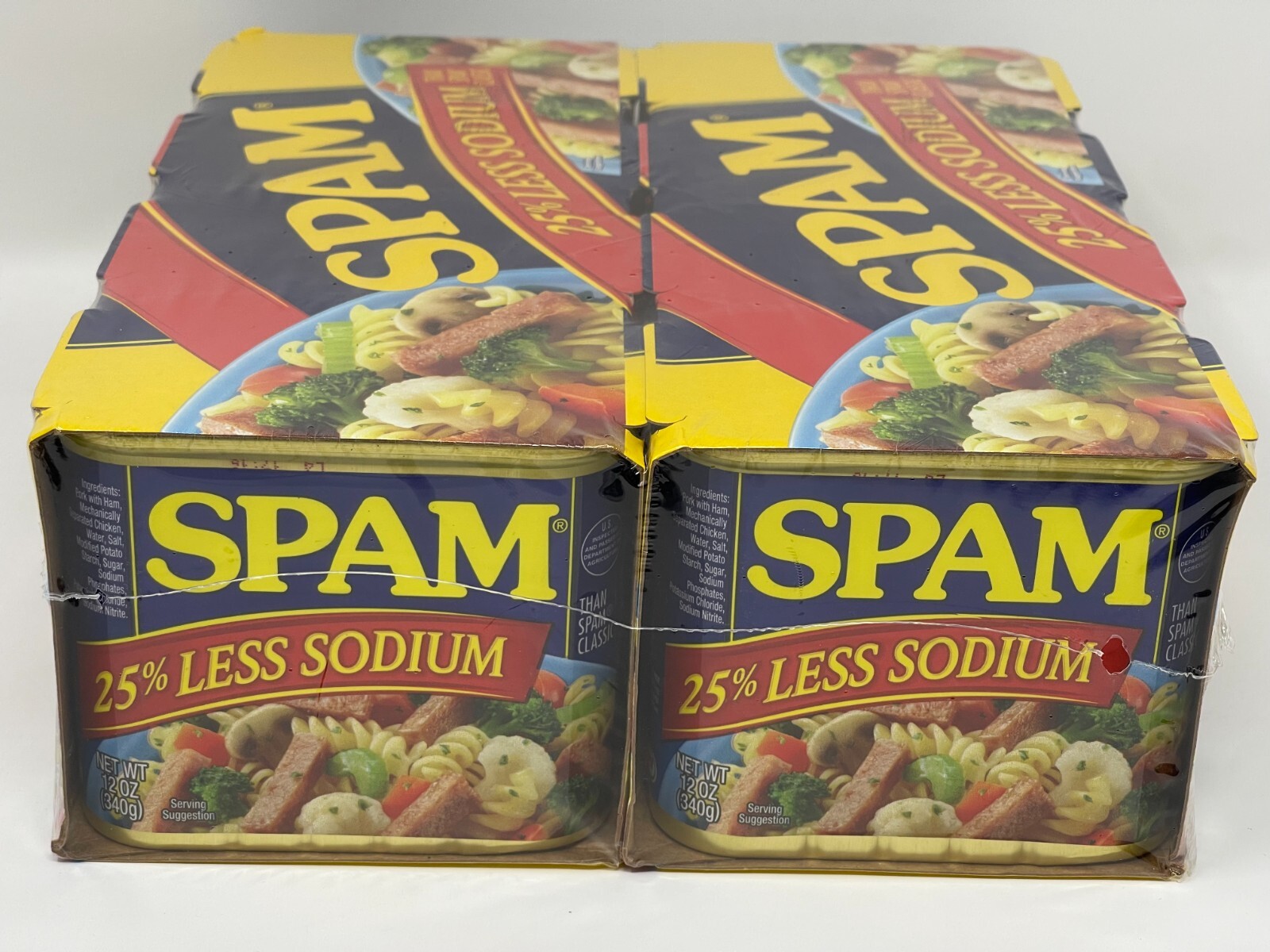 Hormel Foods SPAM 25% Less Sodium Canned Ham Pork Luncheon Meat 12 Oz Delicious.