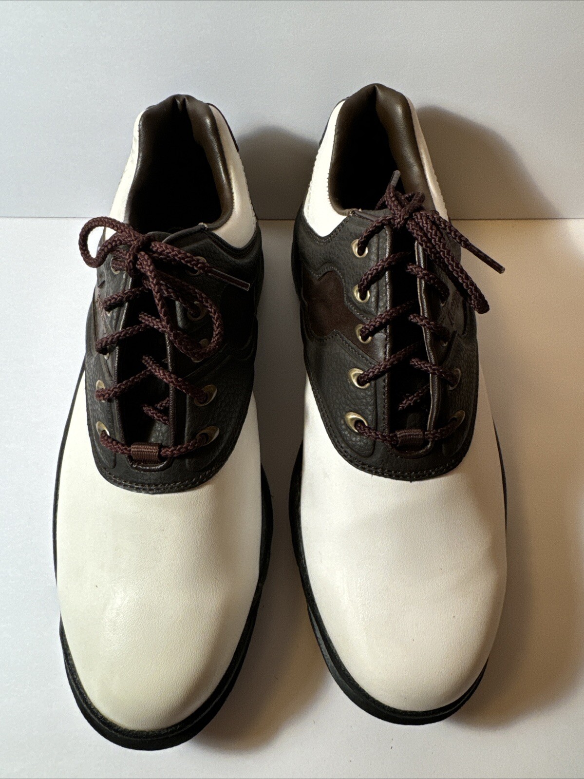 FootJoy Mens Golf Shoes 45587 GreenJoys Brown White Oxford Soft Spikes 9M