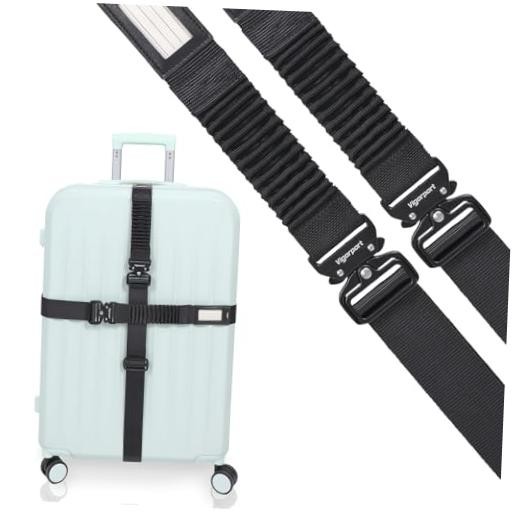 Luggage Straps for Suitcases, Heavy Duty Metal Buckle Luggage 72“-2Pack Black