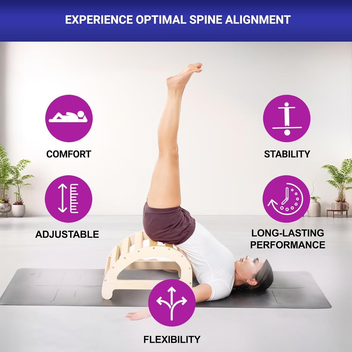 Flex Yoga Back Bench Elevate Your Stretch W/ Anatomical Bends Ergonomic Support