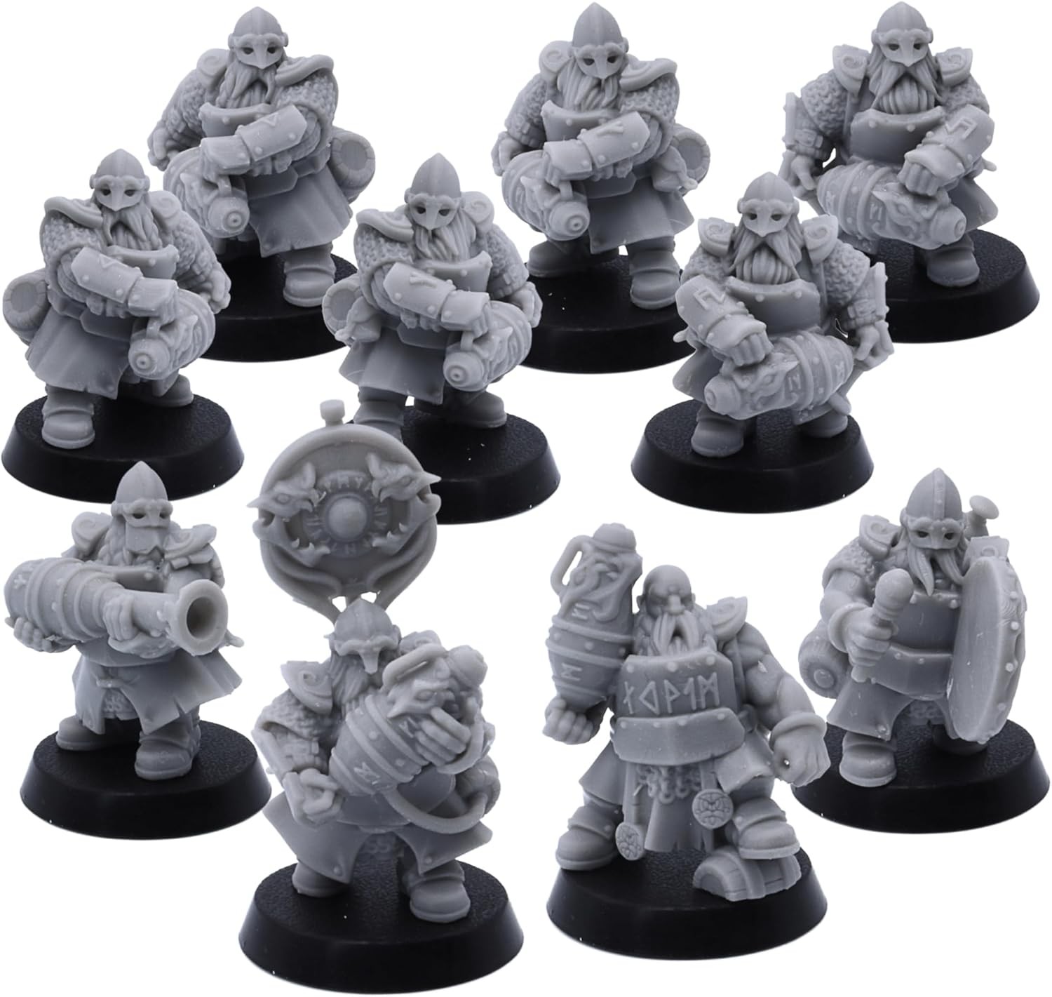 Dwarf Firespitters Miniatures – 10 Resin Dwarf Gunners & Command 32mm RPG Figure