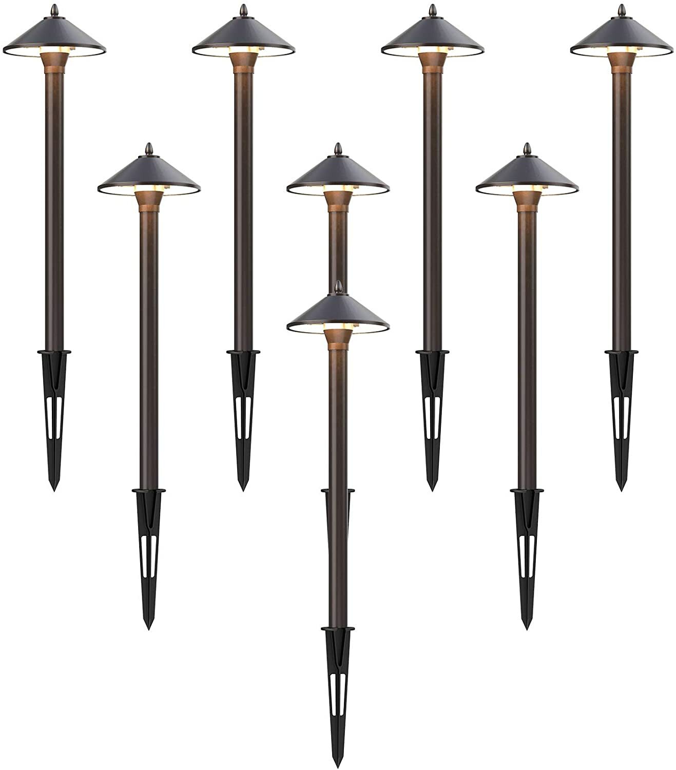 GOODSMANN 8 Pack Landscape Lighting Low Voltage Path Lights 10W Halogen 25 Lumen