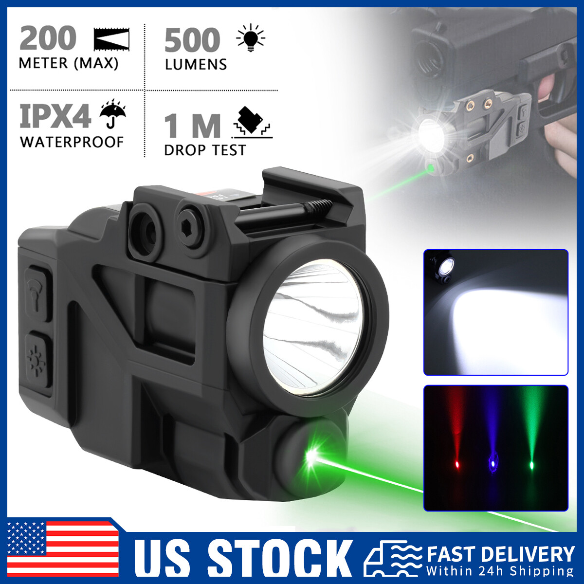 USB Rechargeable Green,Blue,Red Laser Sight For Glock 17 19 20 Taurus G2C G3 G3C