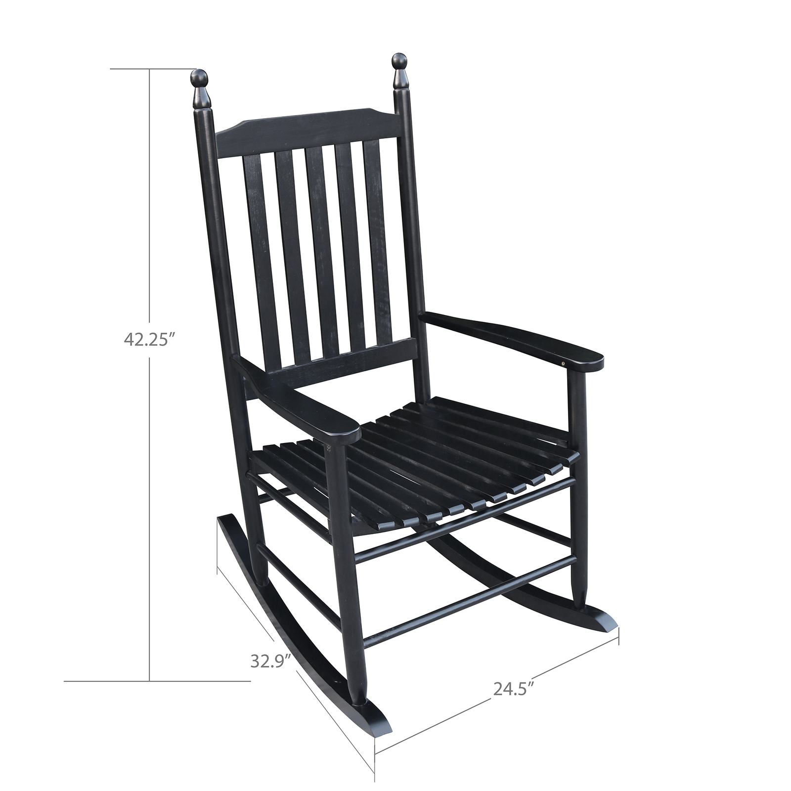 Wooden Porch Rocker Chair Black,solid Wood