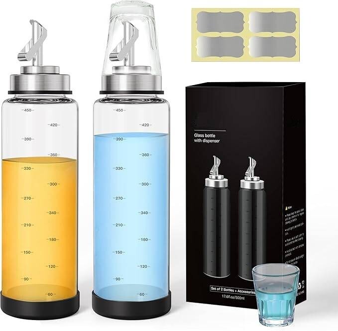 Dispensador de enjuague bucal para baño paquete de 2, recipiente de vidrio.neuvo
