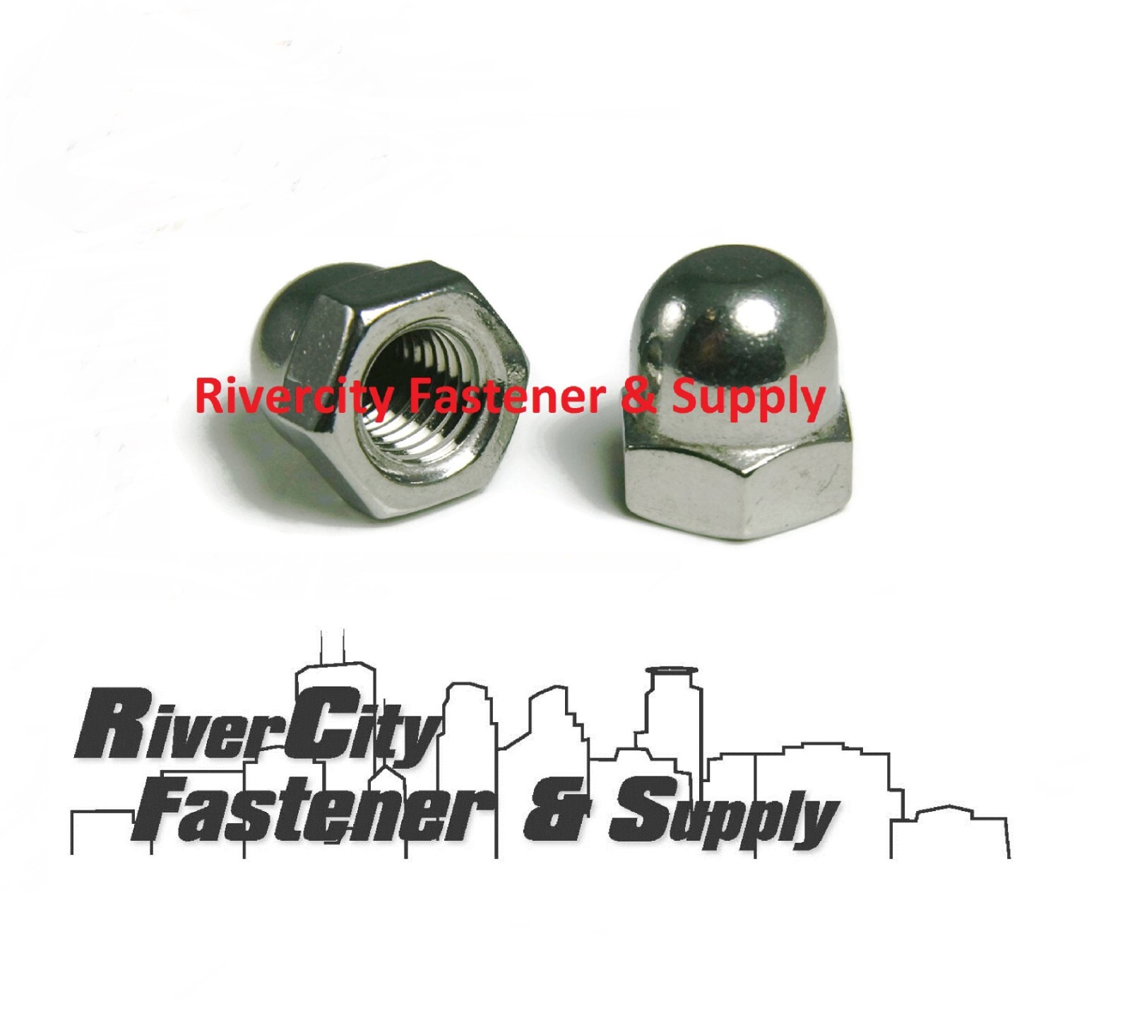 (2) M10-1.5 Acorn / Dome / Cap Hex Nuts 10mm A2 Stainless Steel M10x1.5 Coarse