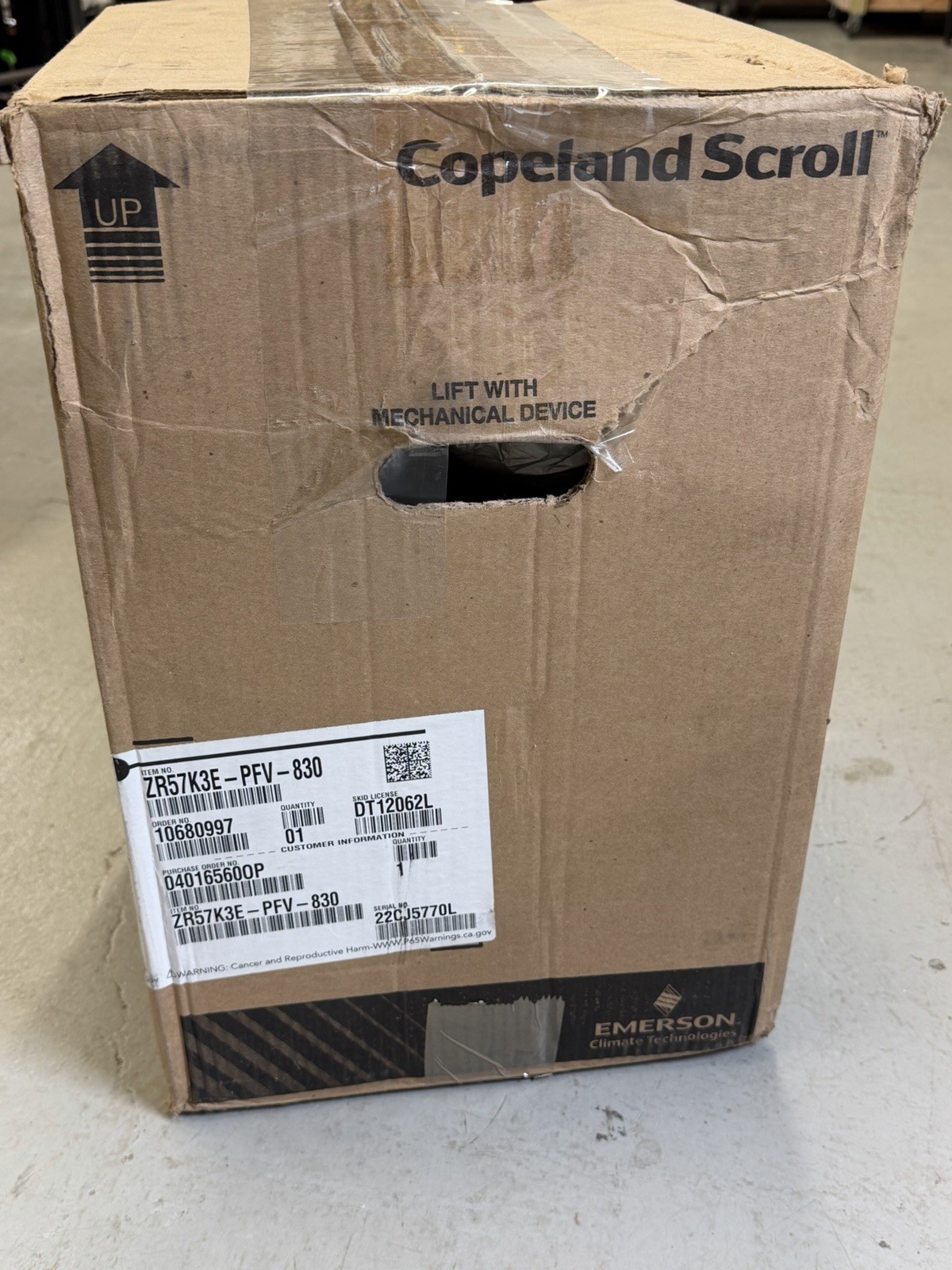 Copeland 5 Ton Compressor ZR57K3E-PFV-830 ZR57K3-PFV-230 ZR57K3E-PFV R22 R407C