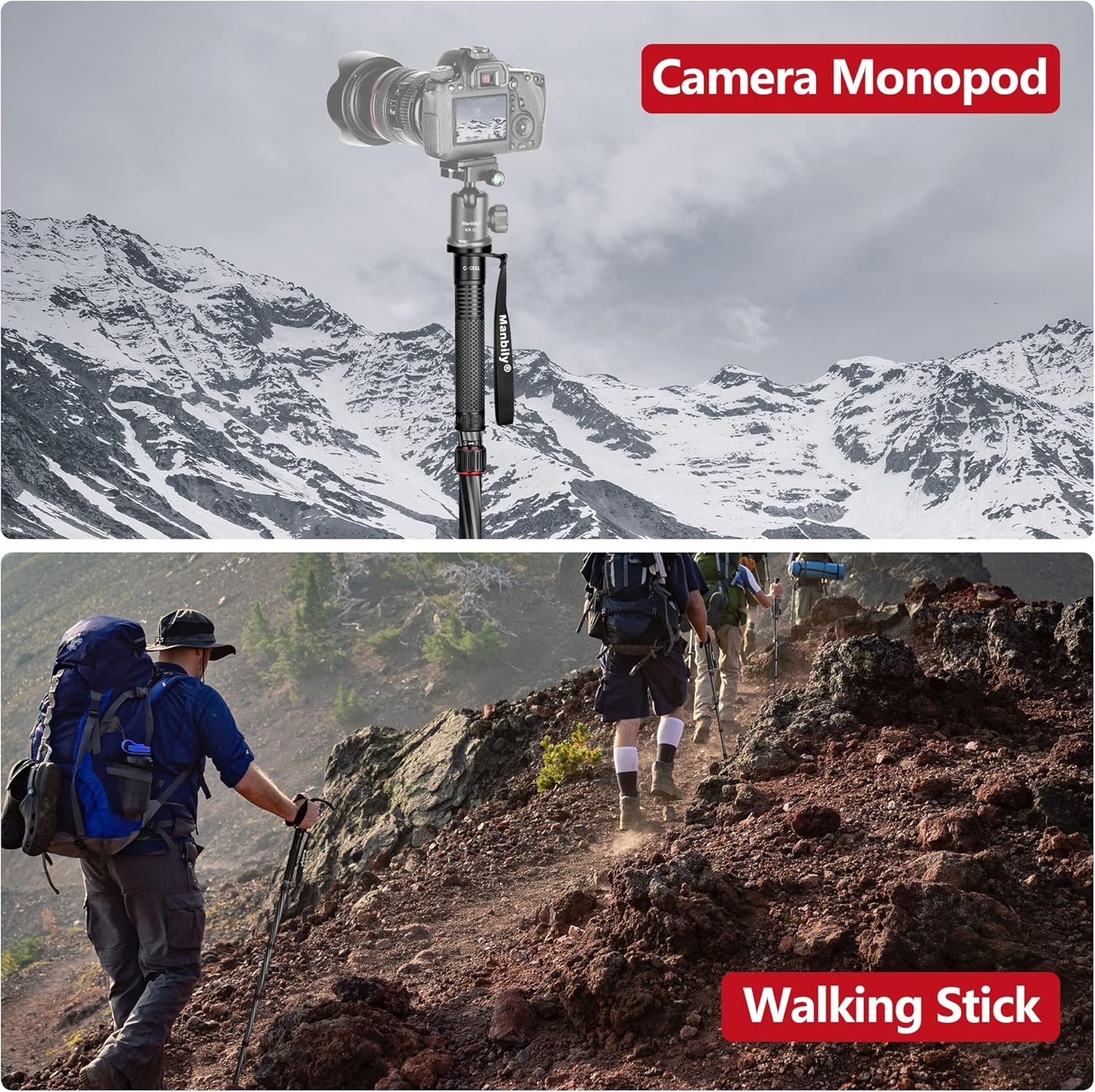 Manbily Portable Monopod Lightweight Portable Monopod 6-Section Camera Stand US