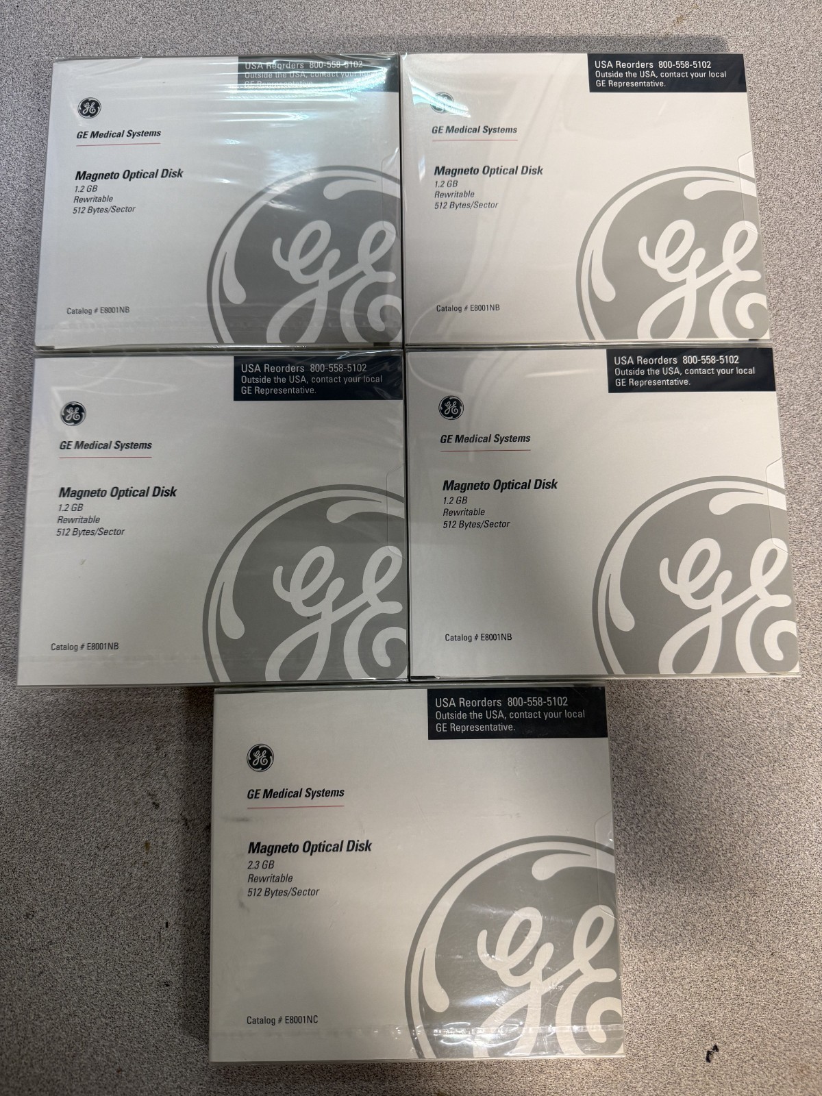 GE Magneto Optical Disk Lot of 5 E8001NB & E8001NC