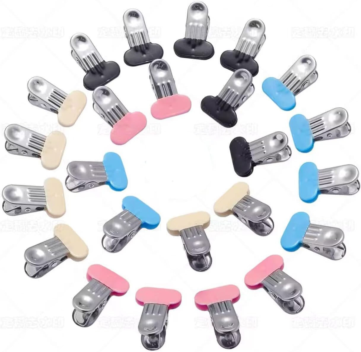 Stainless Steel Clothes Pins, 60 Pack, 4 Assorted Colors | Rubber Coated No Mark