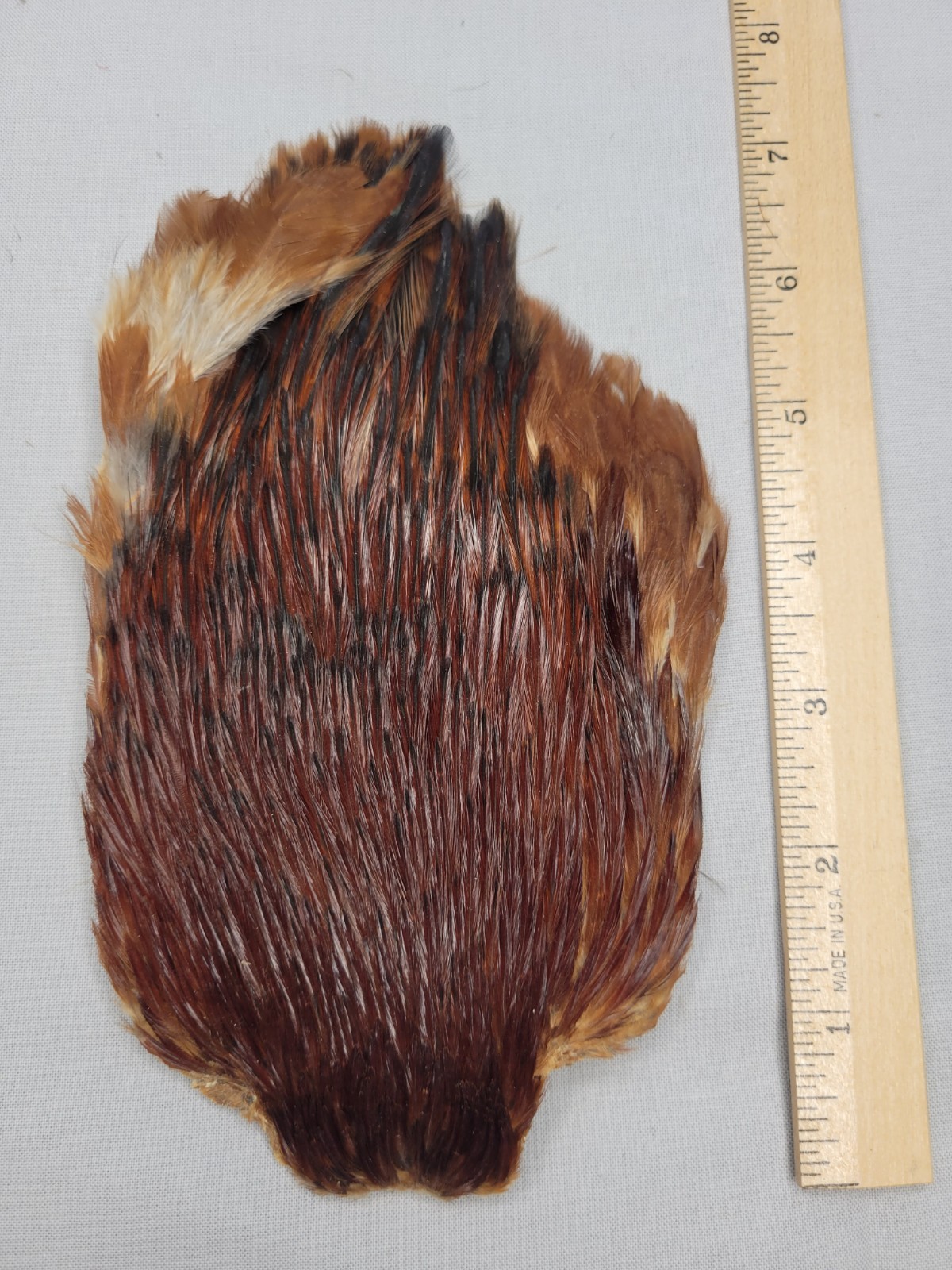 Lot 68,  Grade B,   Natural India Rooster Streamer Neck Cape Feathers