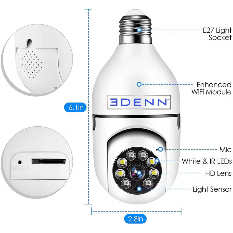 Edenn I-Defend Security Camera 1080P & Smart Night Vision - Full HD