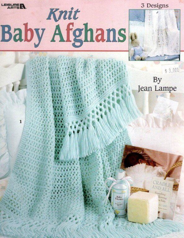 LEISURE ARTS KNIT BABY AFGHANS 3 BEAUTIFUL DESIGNS