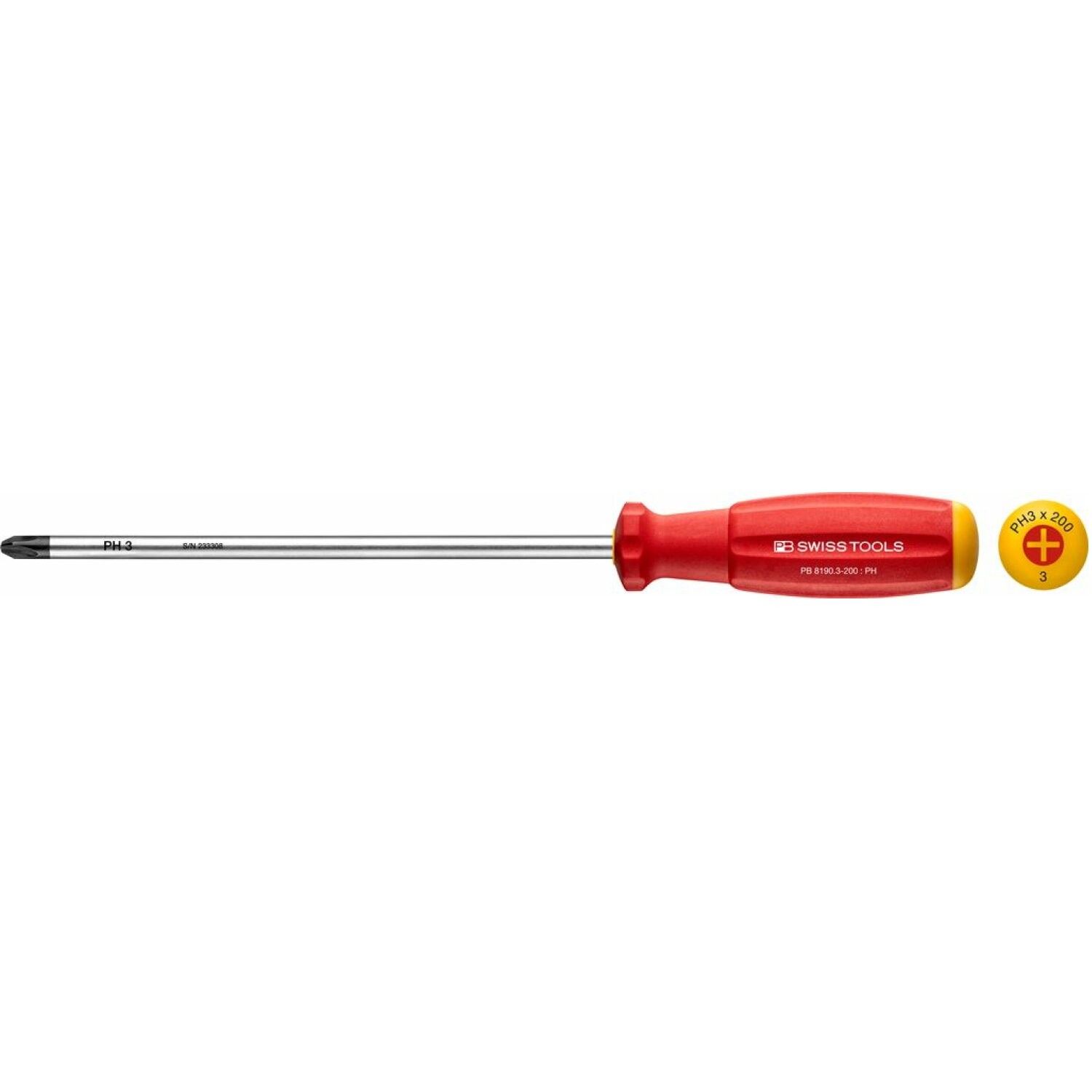 PB Swiss Tools PB 8190.3-200 SwissGrip Screwdrivers, Phillips PH3
