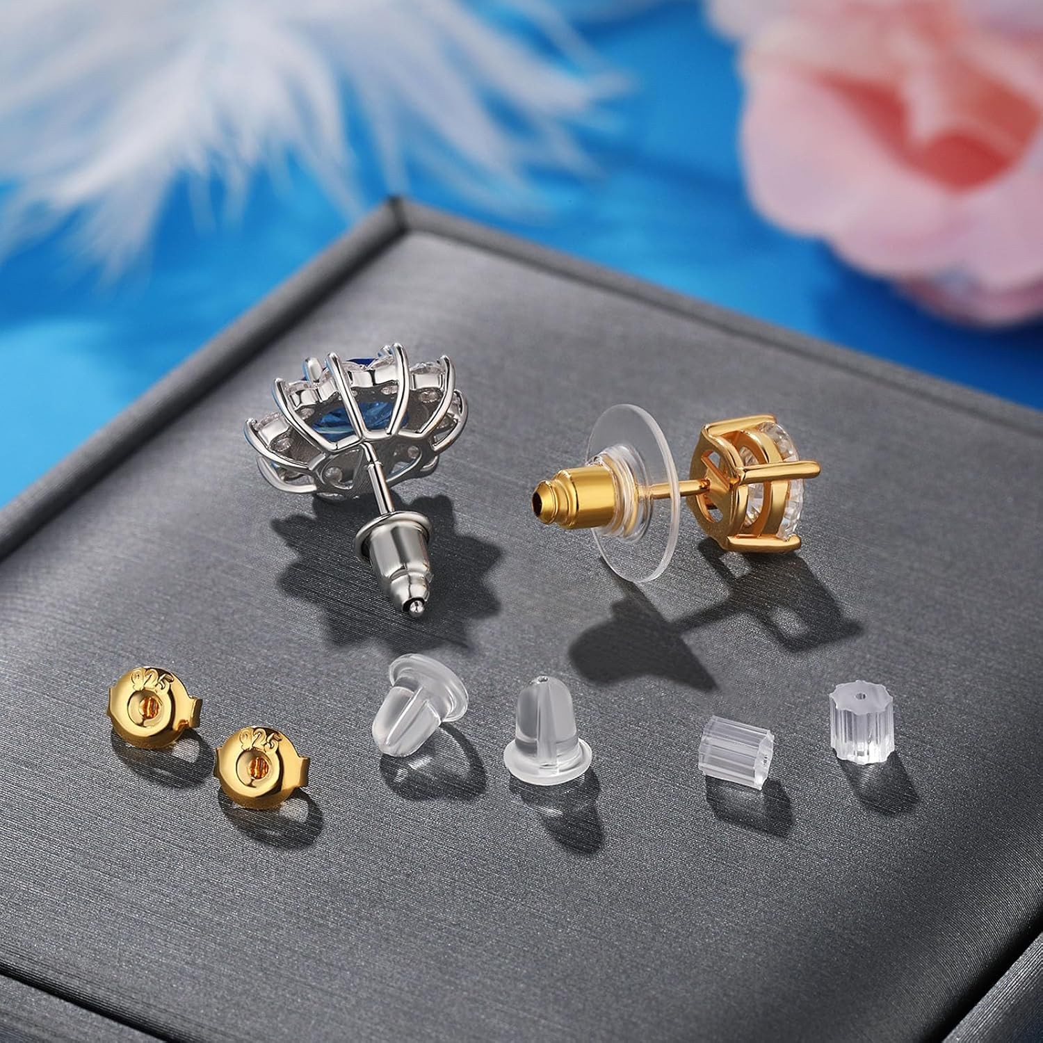 12 Styles 600 Pcs Earring Backs for Studs, Clear Plastic Earrings Hypoallergenic