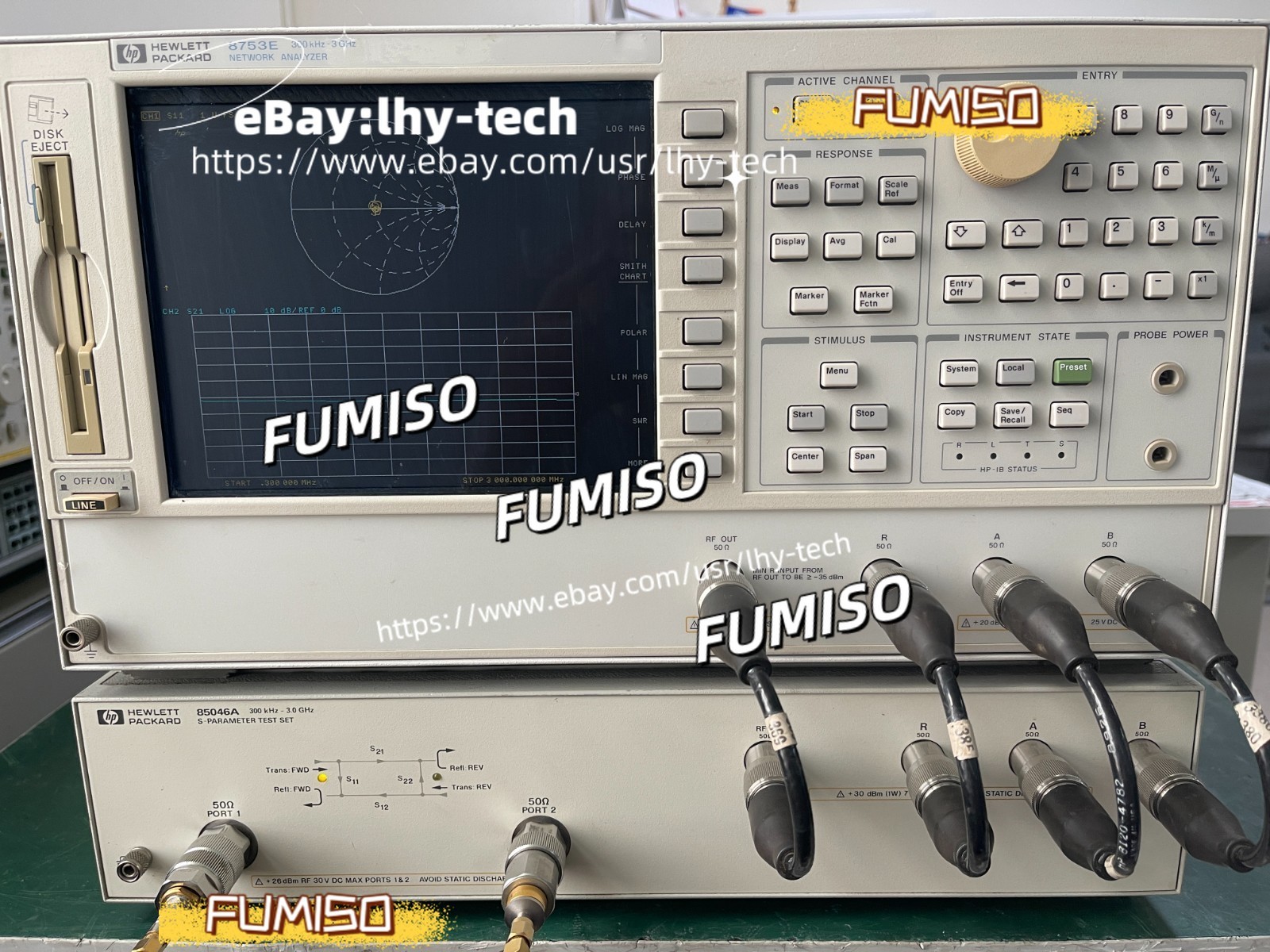 HP Agilent 8753E & HP 85046A Network Analyzer 300kHz-3GHz W/&