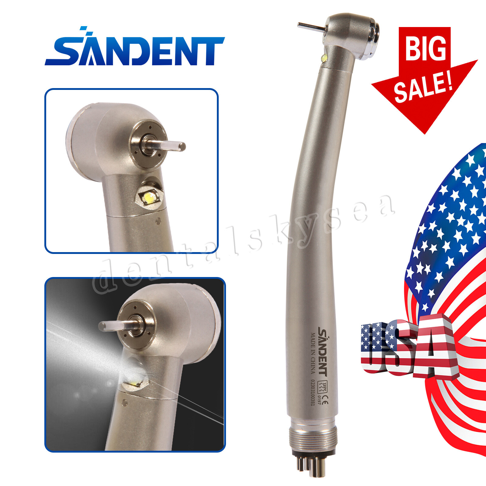 KAVO Style Dental LED Fiber Optic High Speed Handpiece 3 Spray 4 hole