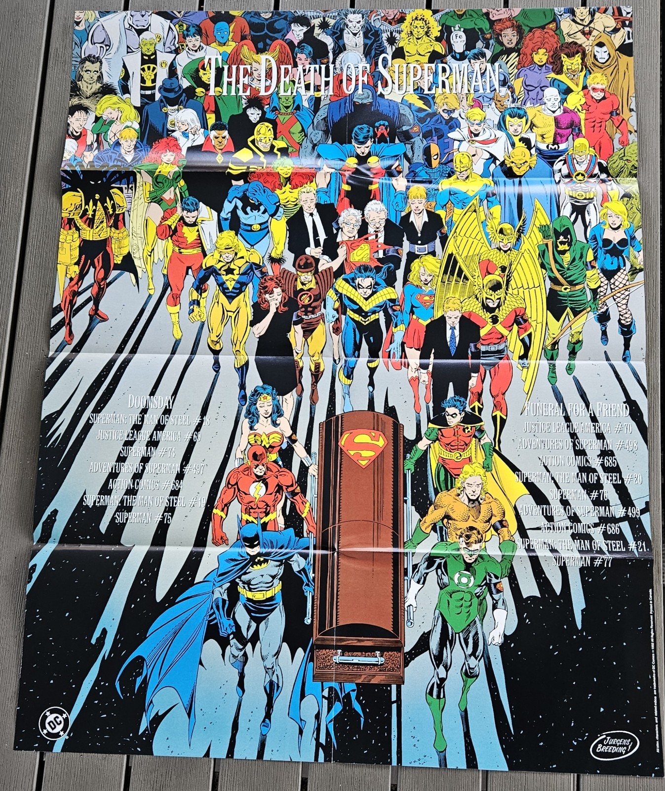 1992 The Death of Superman Promo Poster. NM-MT condition.  20” x 26" DC Comics
