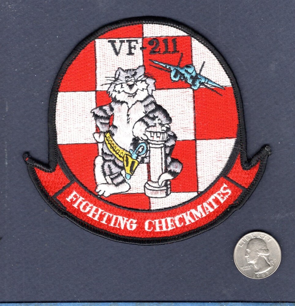 VF-211 CHECKMATES US NAVY Grumman F-14 TOMCAT MASCOT 4.5" Squadron Patch