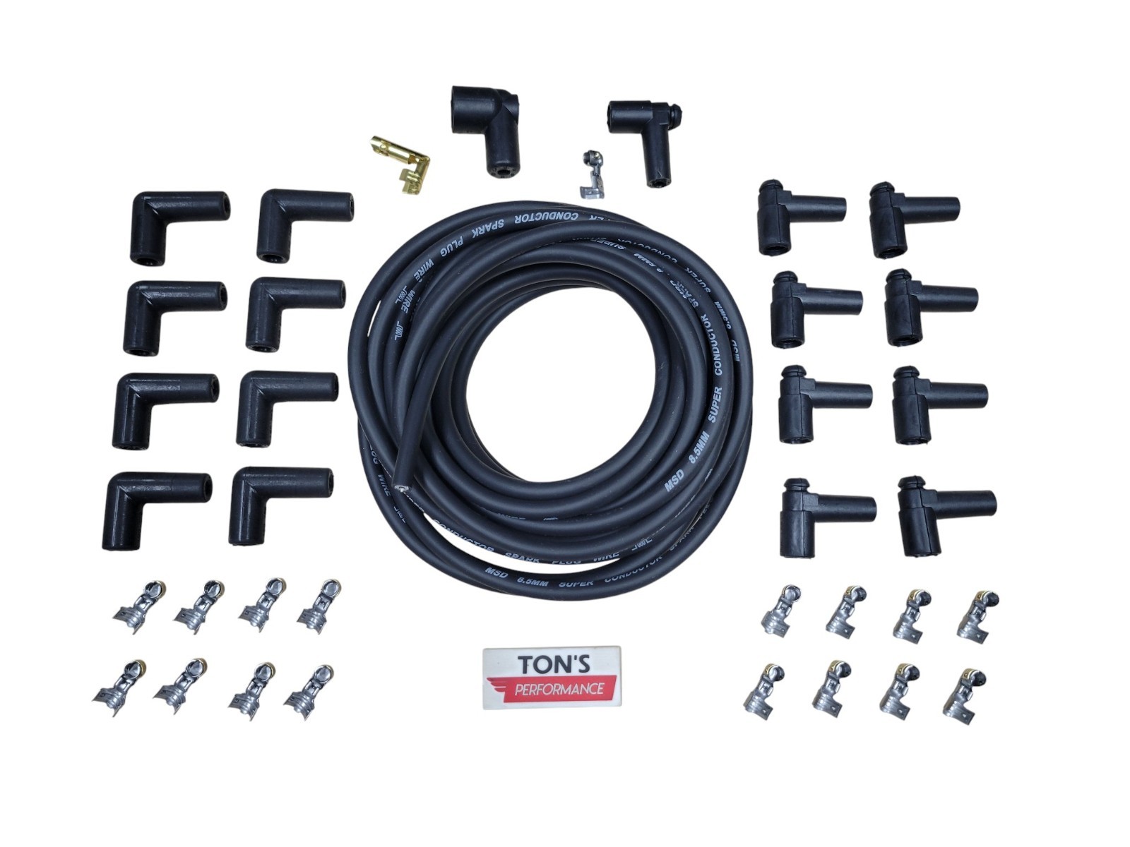 V8 8.5mm MSD Super Conductor Black Spark Plug Wire kit Black 90 Universal HEI