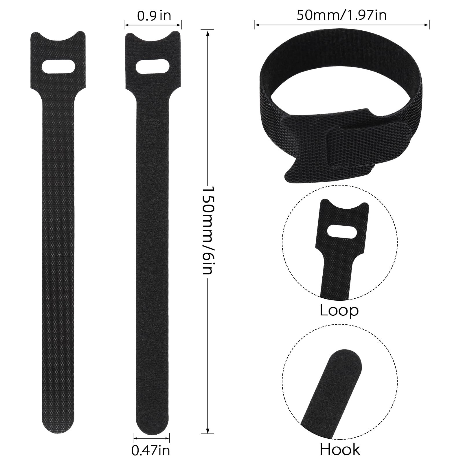 70 PCS 6 inch Cable Ties Reusable Cable Management Adjustable Cable Organizer...