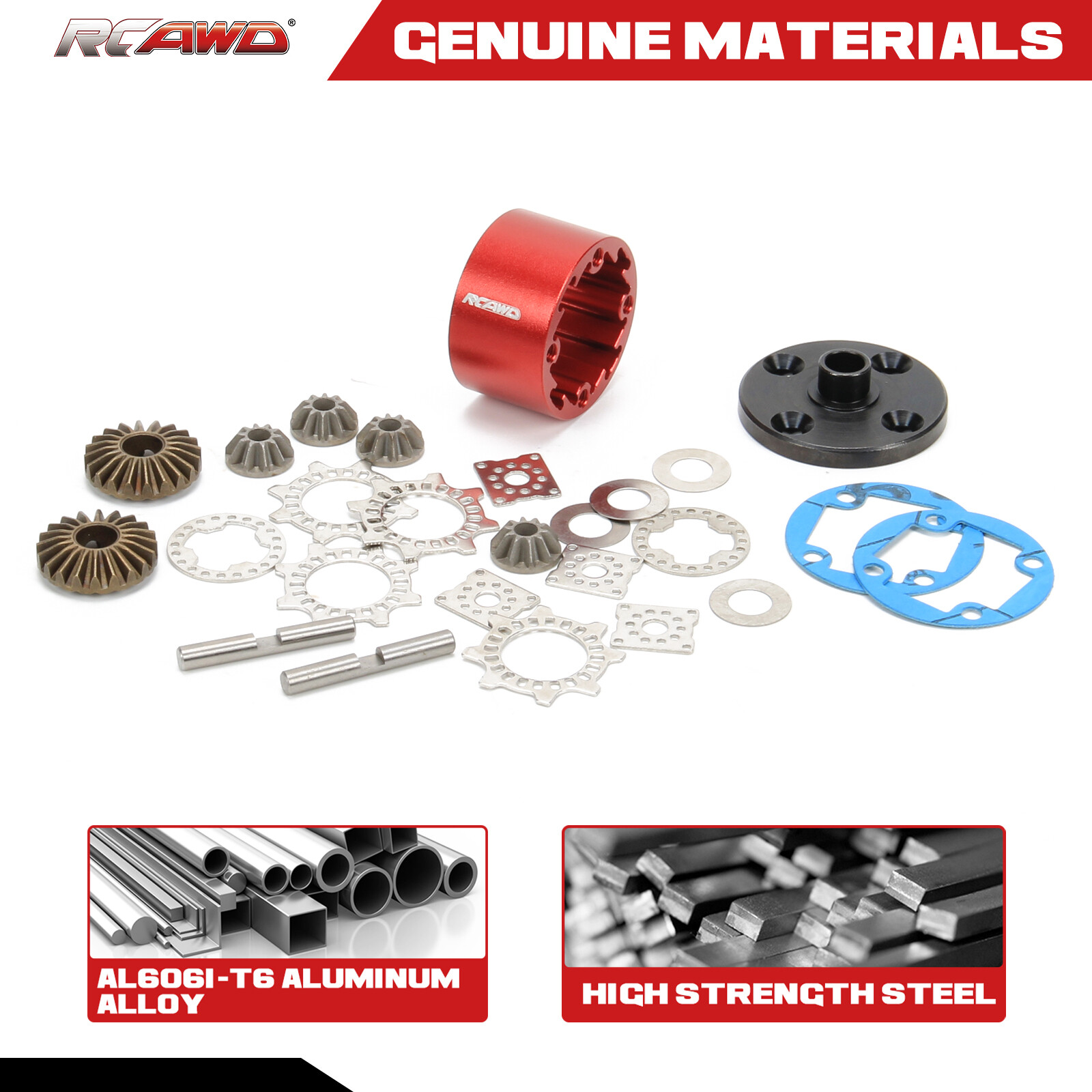 RCAWD Differential Case Cover with Gears for Arrma 1/8 OUTCAST Mojave Talion EXB