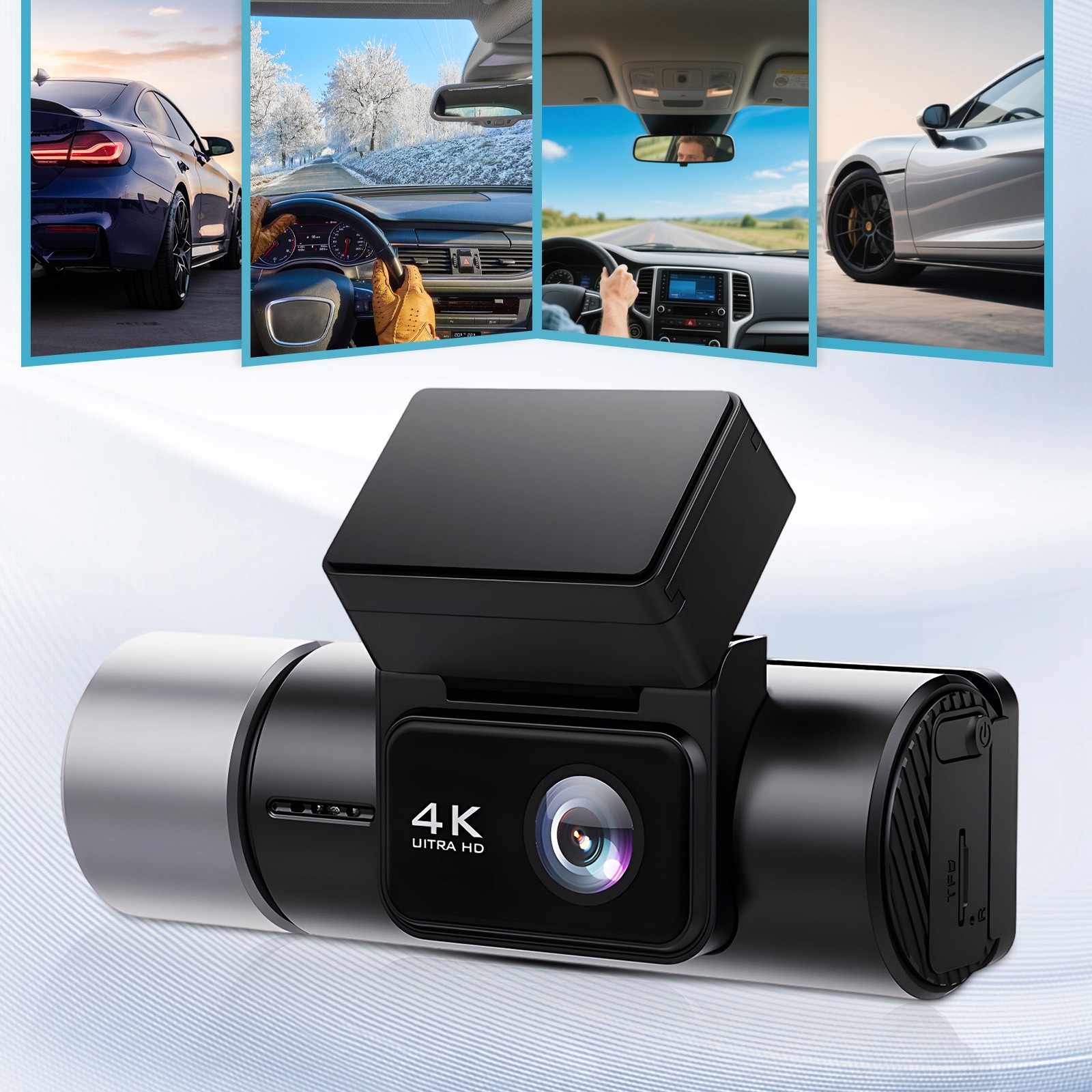 4K Triple Lens Dash Cam, Front Rear Parking Mode Dash Camera, Night Vision GPS
