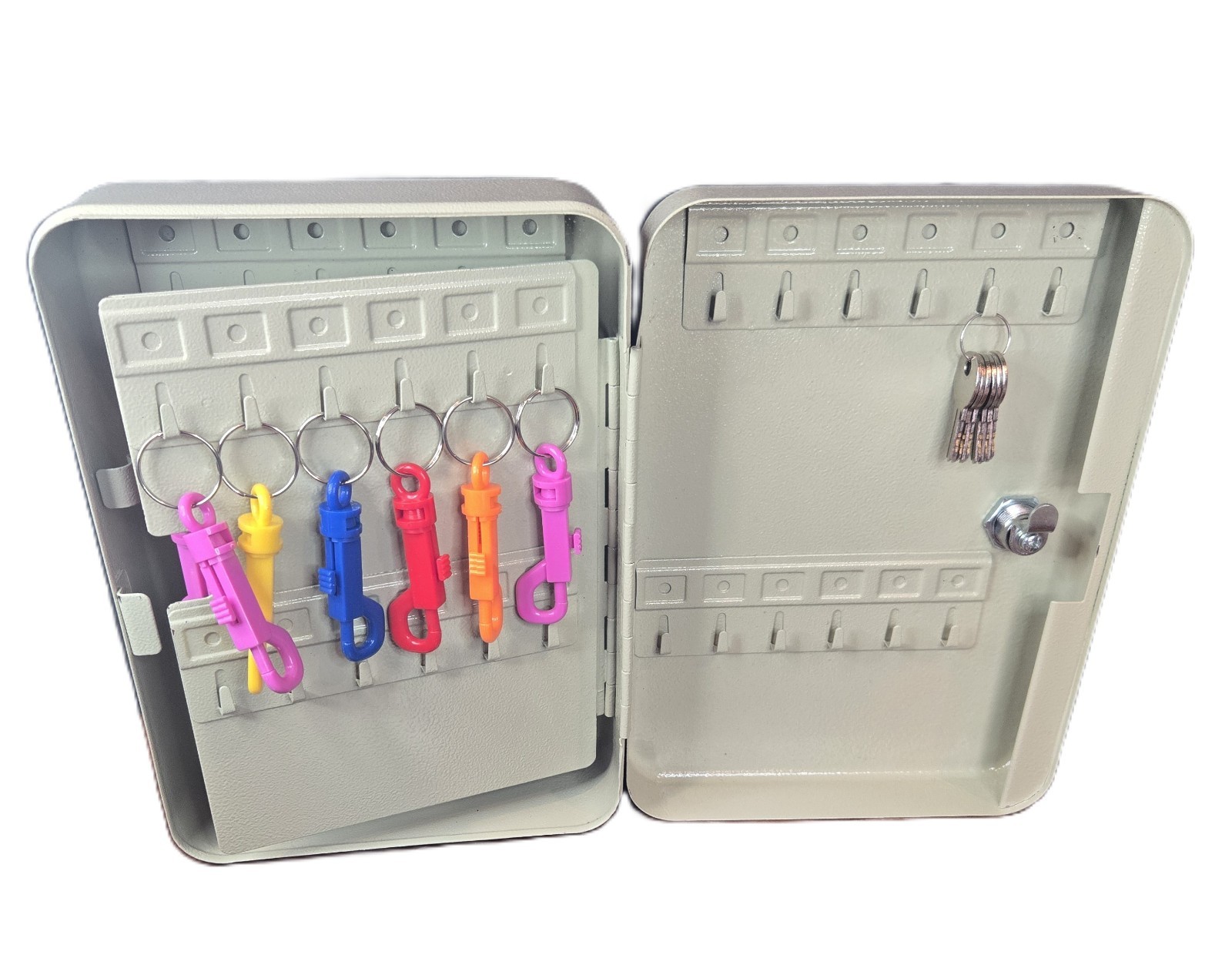 48 Hook Key Box w/ Tag Metal Safe Wall Mount Home Car Lock Storage Case TAN