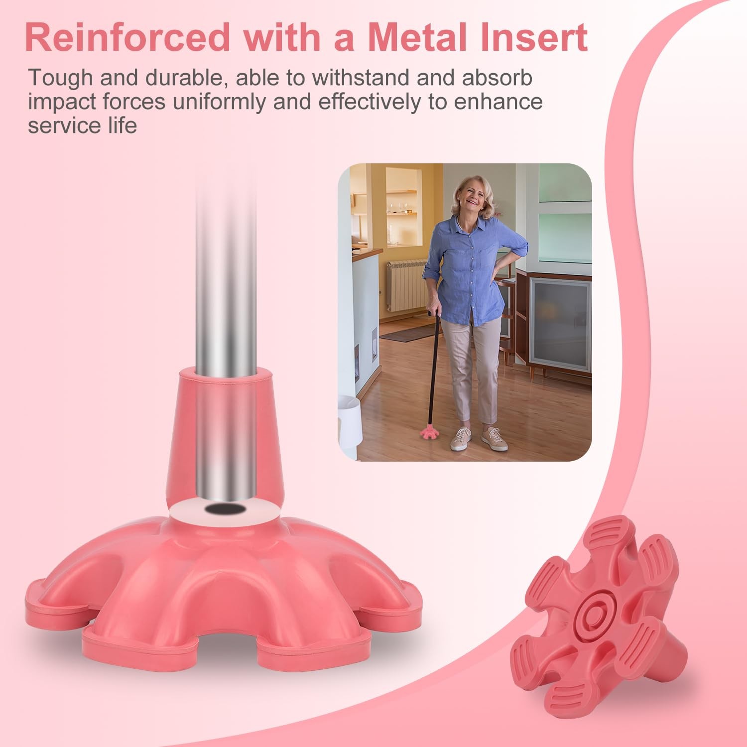 supregear Cane Tip - Self Standing 6 Prong Support Rubber Base for Walking St...
