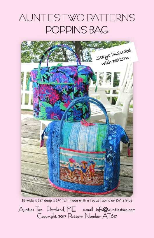 Poppins Bag Sewing Pattern with Two Bag Stays by Carol McLeod of Aunties Two