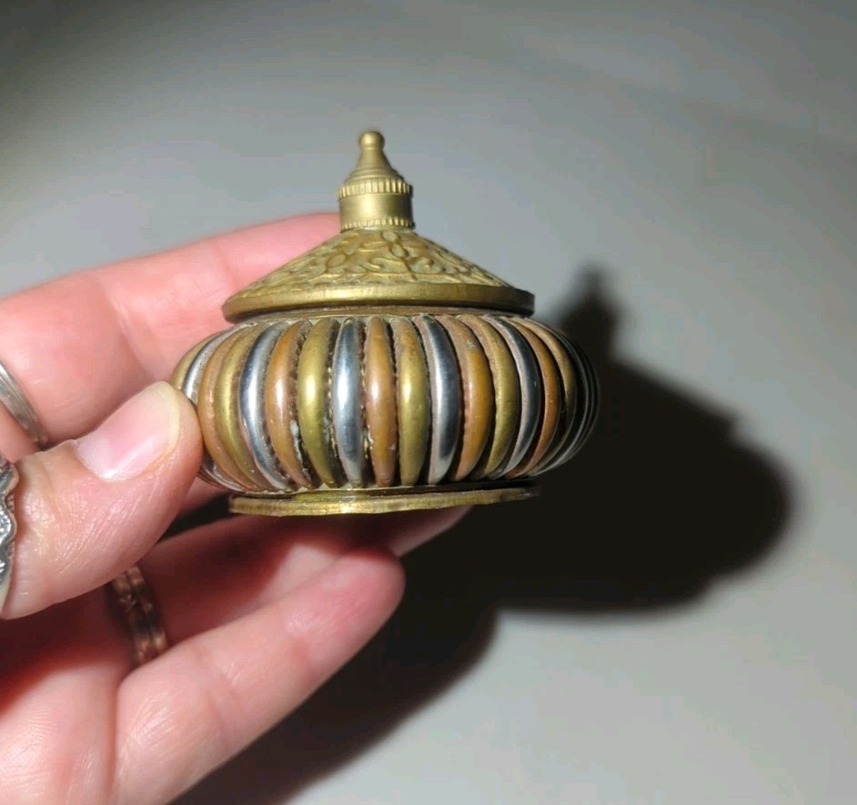 Small Three Tone Metal Trinket Box Made in India