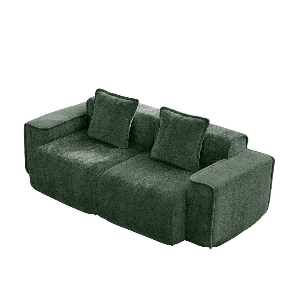 Harrison Velvet Green Sofa Compressed Couch w/ Modular Design - 39.37"L