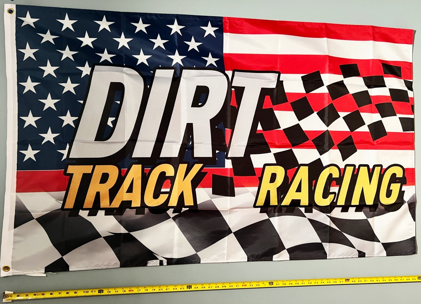 CHECKERED FLAG FREE USA SHIPPING DT USA Beer Party Nascar Dirt Racing Sign 3x5'