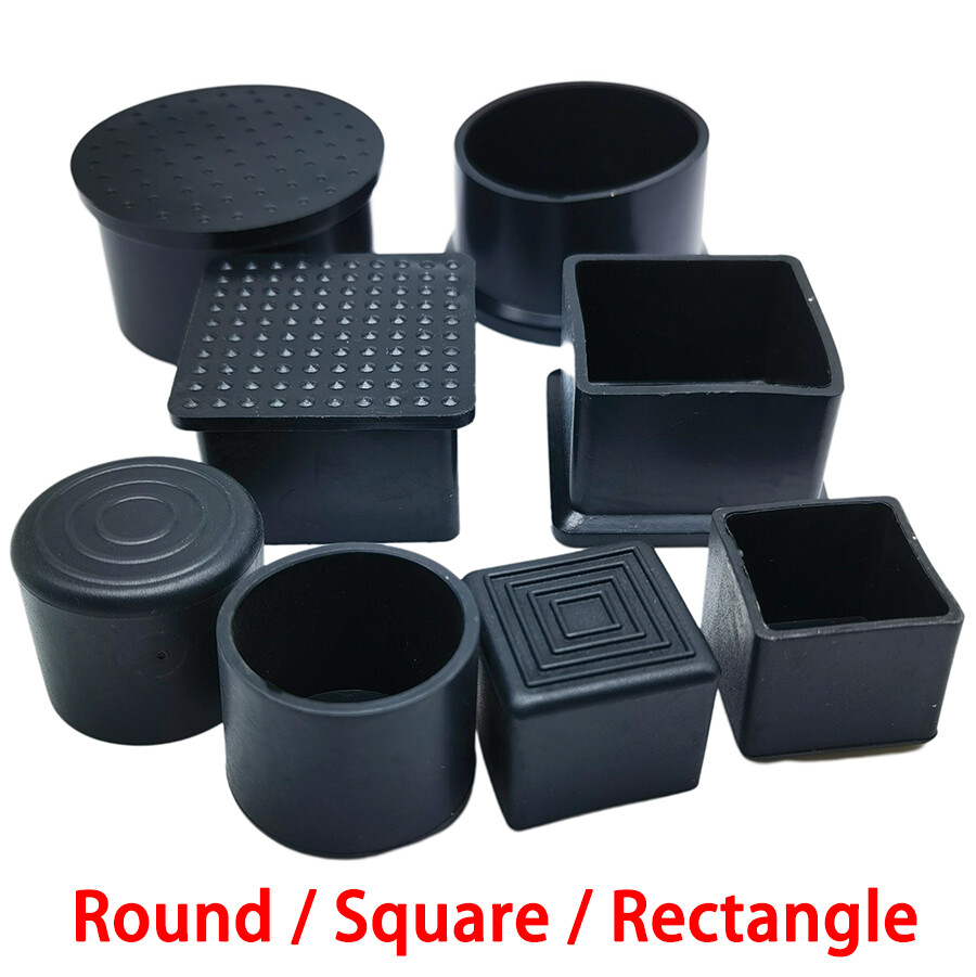 Square / Rectangle /Round Black Rubber Chair Table Feet Stick Pipe End Cover Cap