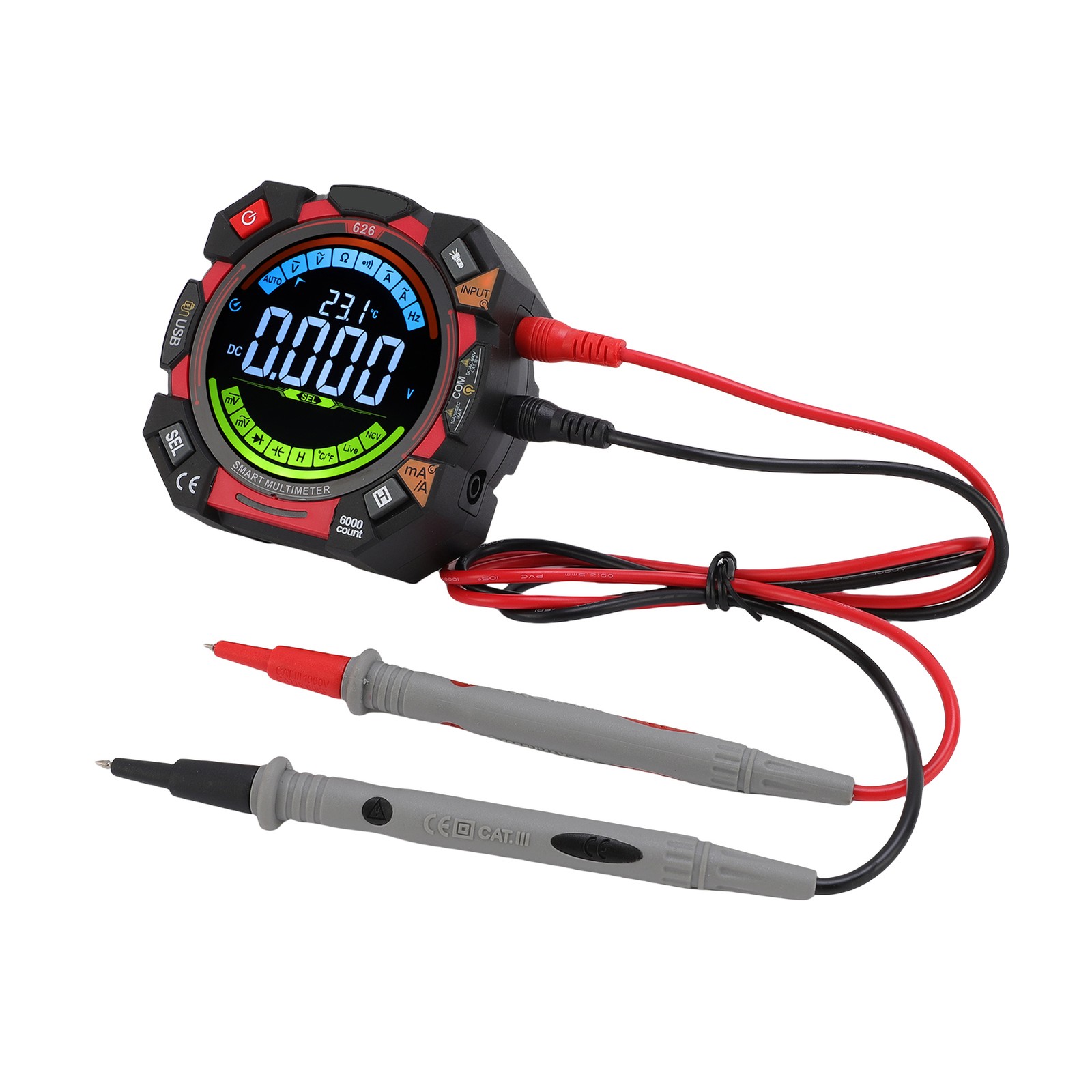 6000 Counts Multimeter With Backlit Display For Electricians WUJF