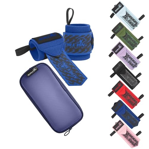 Professional Wrist Wraps, Heavy-Duty Support with Thumb Loop 18 Inch Pair Blue
