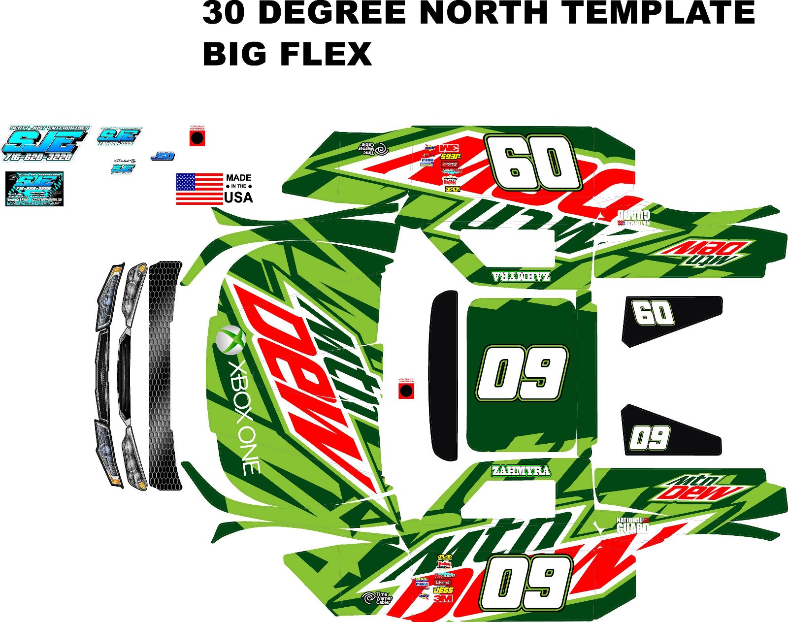 BIG FLE 30 DEGREE NORTH  wrap decals stickers rc wrap MTNDEWJRV1 BIGFLEX