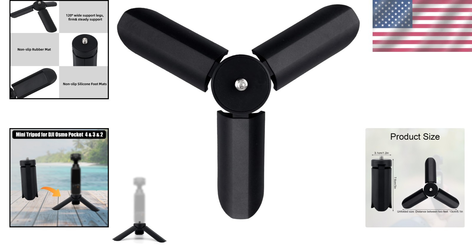 Mini Tripod for DJI OSMO Pocket 4 & 3 & 2, Portable Tripod Stand Tabletop Mount