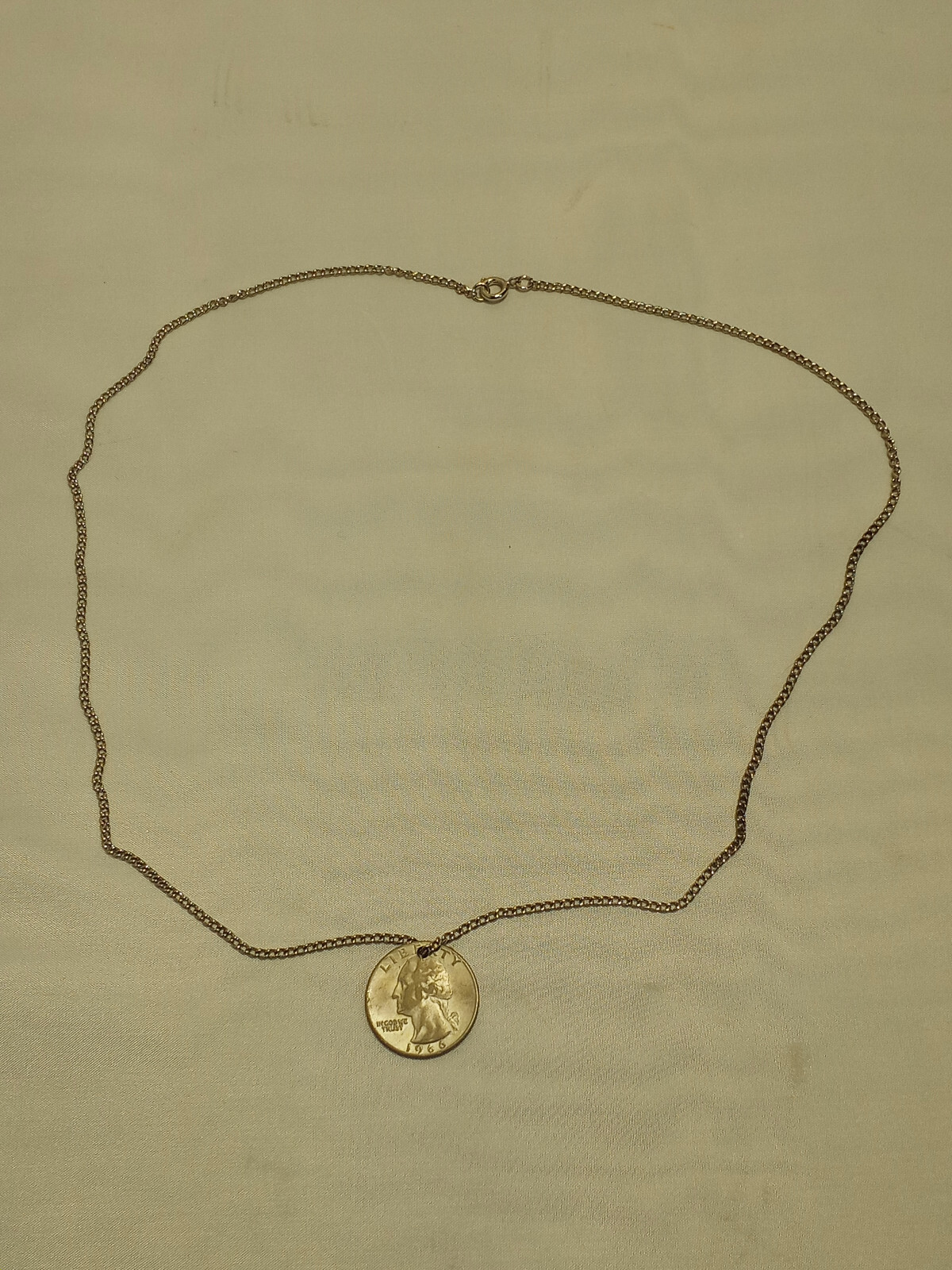 1966 US QUARTER Coin Pendant Necklace