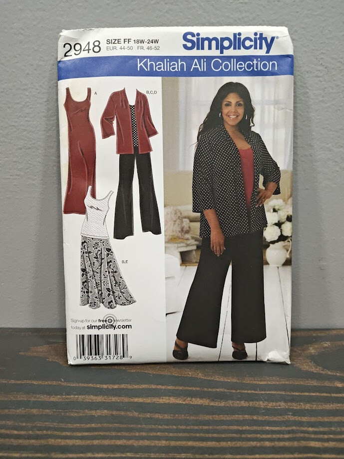 Simplicity 2948 Pullover Knit Tunic Dress Pants 18W-24W Khaliah Ali Plus Size