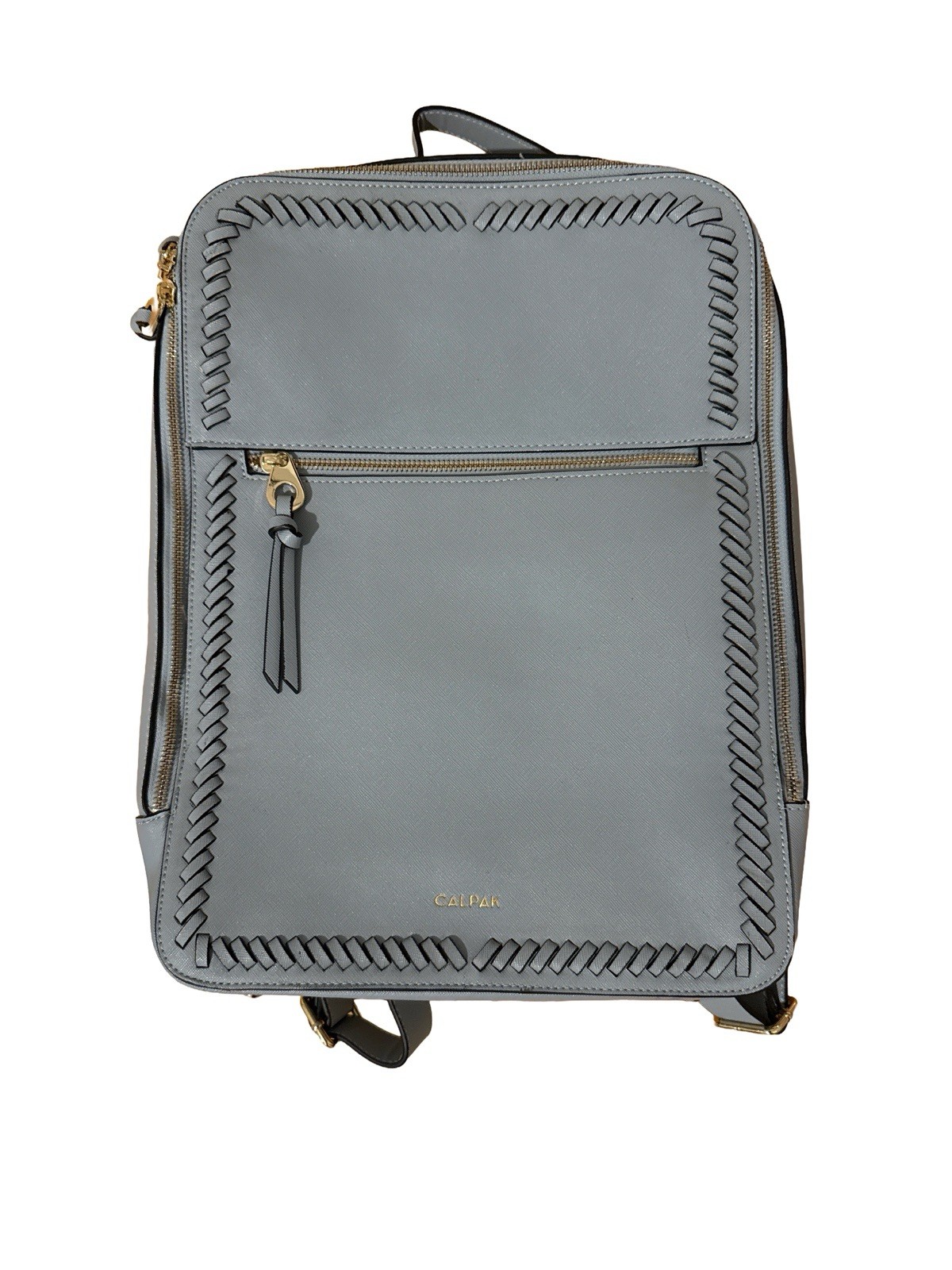 CALPAK Kaya Blue Leather Laptop Backpack for 15 in Laptop, Padded, Partitions