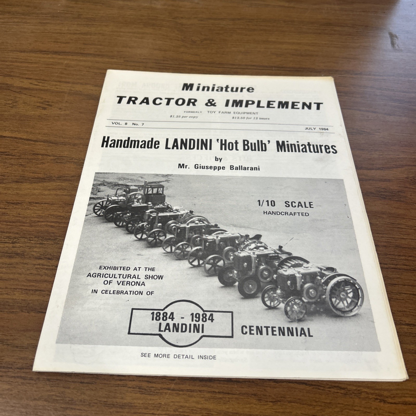 Miniature Tractor & Implement Magazine July 1984 Handmade Landini Miniatures