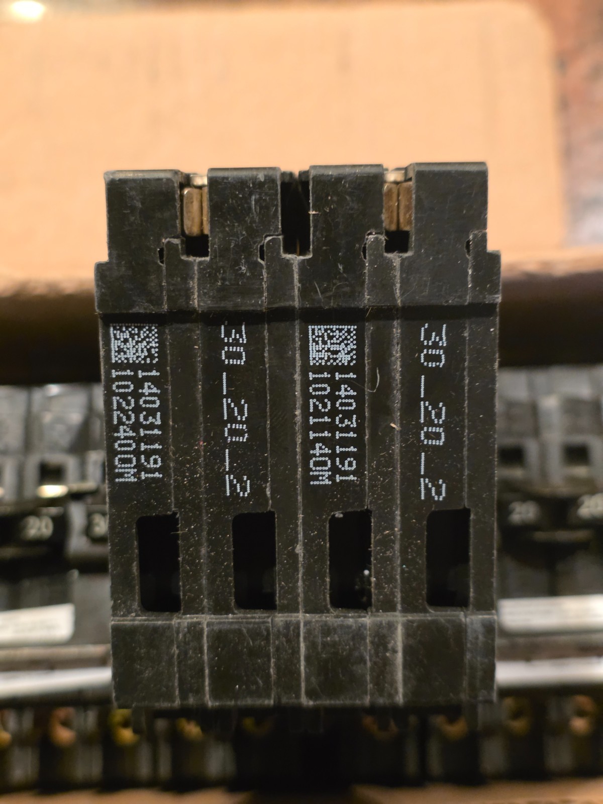 MURRAY MP220230CT2 Two Double Pole 30A Outside Two 20A Inside Circuit Breaker