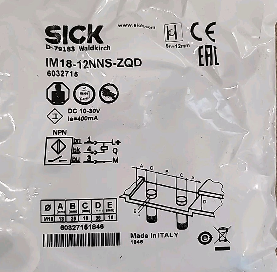 New In Box SICK IM18-12NNS-ZQD DC 3-Wire Cylindrical Proximity Sensor