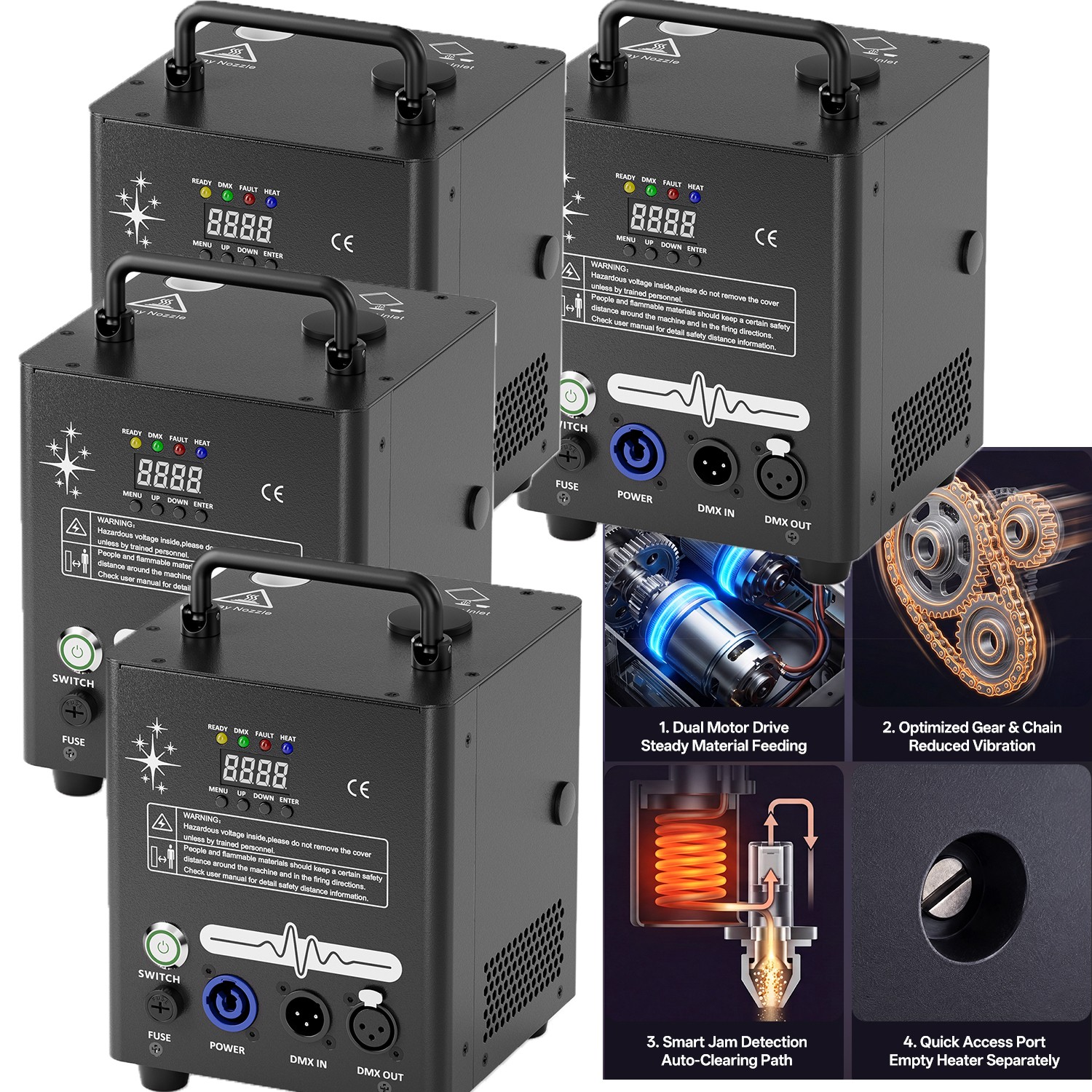 1-4PCS Cold Spark Machine 800W DMX Stage Effect Wedding Ceremony Party Show