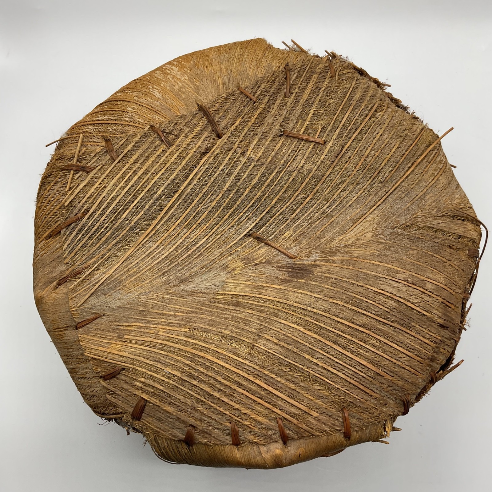 Handmade Palm Husk Sheath Basket Planter 11” Rustic Tiki Boho Tropical