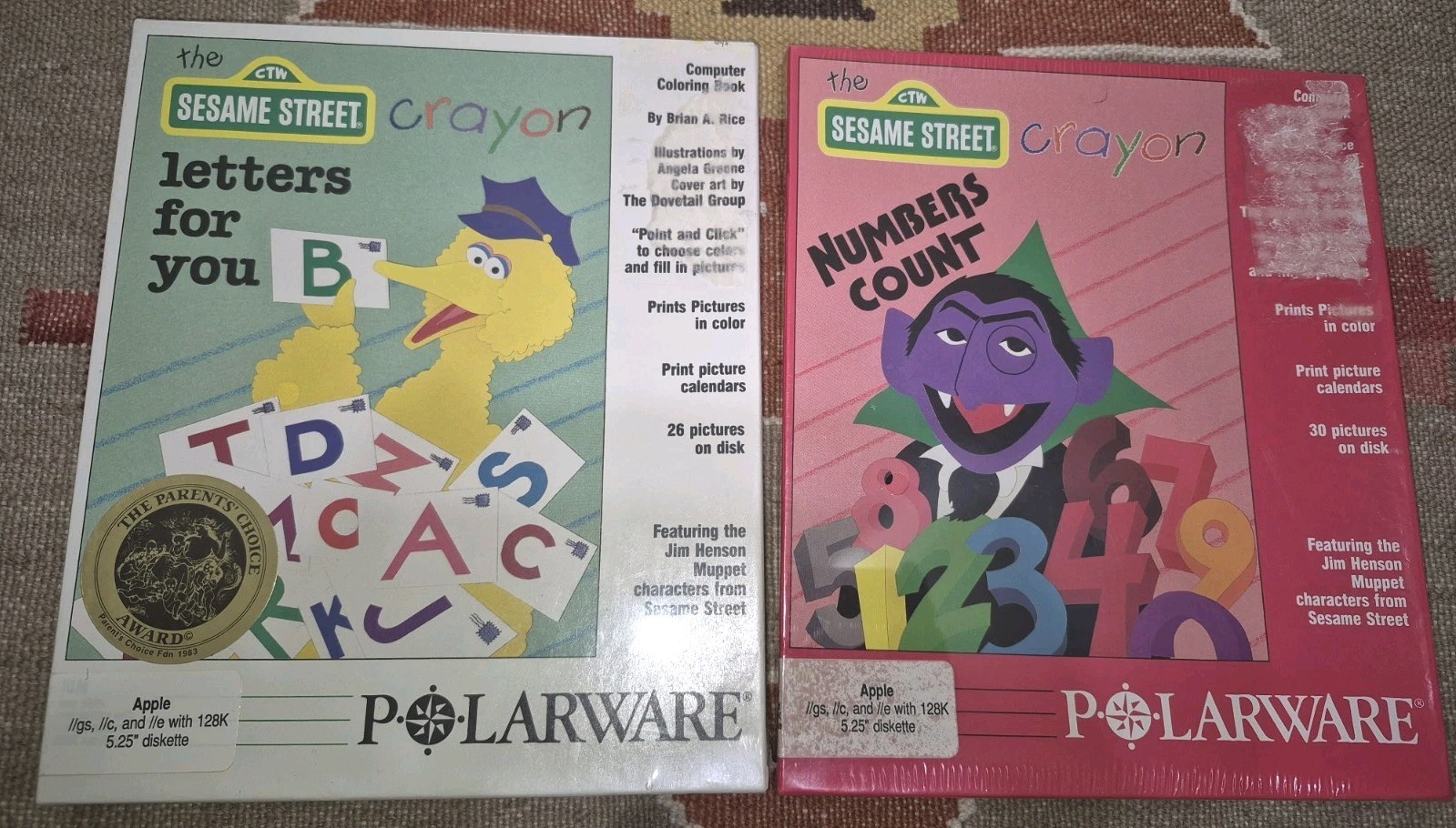 Sesame Street Crayon Letters for You Number Count Apple 5.25" Diskette Polarware